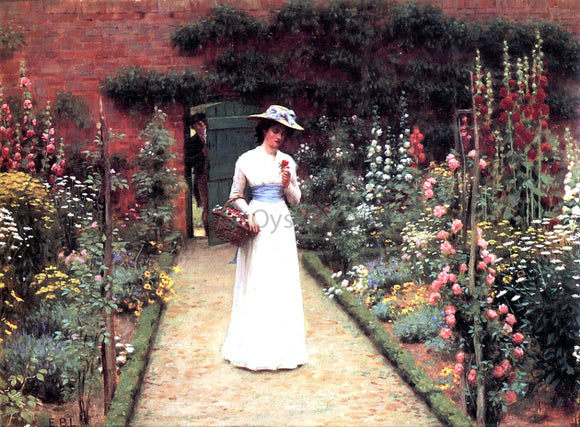  Edmund Blair Leighton A Lady in a Garden - Canvas Art Print
