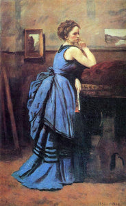  Jean-Baptiste-Camille Corot Lady in Blue - Canvas Art Print