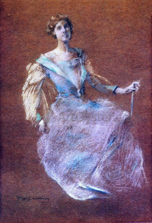  Thomas Wilmer Dewing Lady in Blue - Canvas Art Print