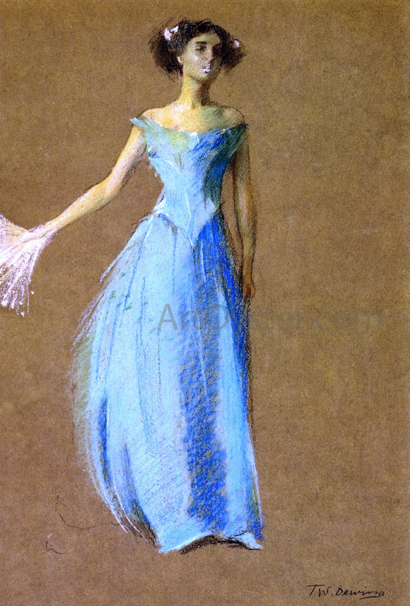  Thomas Wilmer Dewing Lady in Blue, Portrait of Annie Lazarus - Canvas Art Print