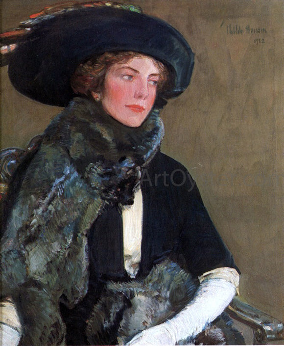  Frederick Childe Hassam Lady in Furs (also known as Mrs. Charles A. Searles) - Canvas Art Print