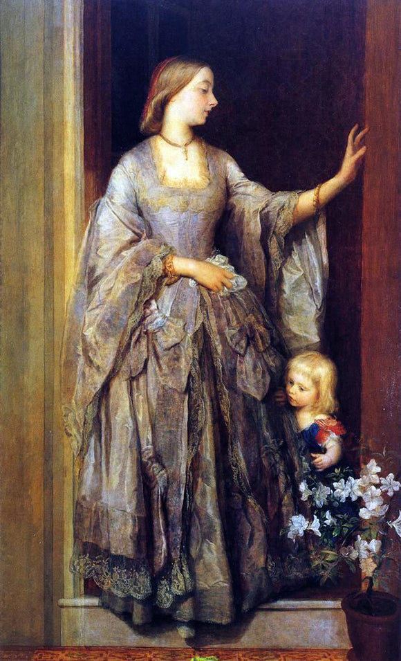  George Frederic Watts Lady Margaret Beaumont and her Daughter - Canvas Art Print