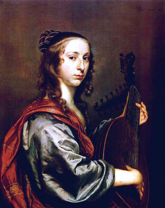  Jan Mijtens Lady Playing the Lute - Canvas Art Print