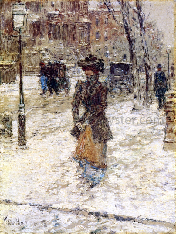  Frederick Childe Hassam Lady Walking down Fifth Avenue - Canvas Art Print