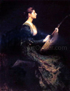  Thomas Wilmer Dewing Lady with a Lute - Canvas Art Print