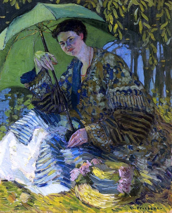 Frederick Carl Frieseke Lady with a Parasol - Canvas Art Print