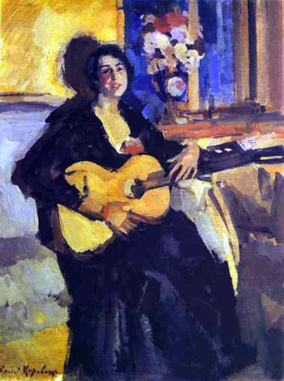  Constantin Alexeevich Korovin A Lady with Guitar - Canvas Art Print