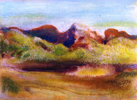  Edgar Degas Lake and Mountains - Canvas Art Print