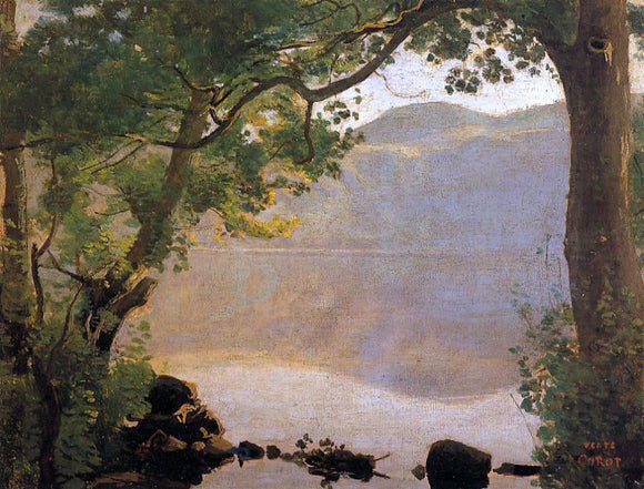  Jean-Baptiste-Camille Corot Lake Nemi, Seen through Trees - Canvas Art Print