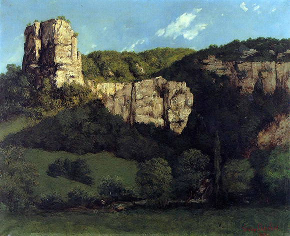  Gustave Courbet Landscape: Bald Rock in the Valley of Ornans - Canvas Art Print