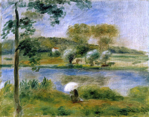  Pierre Auguste Renoir Landscape: Banks of the River - Canvas Art Print