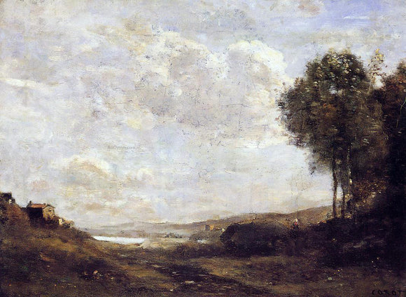  Jean-Baptiste-Camille Corot Landscape by the Lake - Canvas Art Print