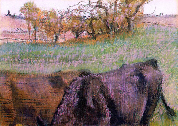  Edgar Degas Landscape: Cows in the Foreground - Canvas Art Print
