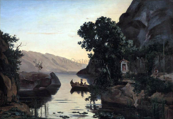  Jean-Baptiste-Camille Corot Landscape near Riva on Lake Garda - Canvas Art Print