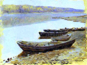  Isaac Ilich Levitan Landscape on the Volga, Boats by the Riverbank - Canvas Art Print