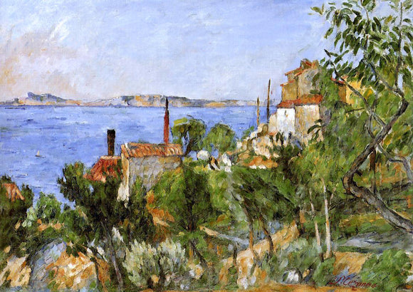  Paul Cezanne A Landscape, Study after Nature (also known as The Seat at L'Estaque) - Canvas Art Print