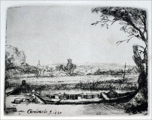  Rembrandt Van Rijn The Landscape with a Canal and Large Boat - Canvas Art Print