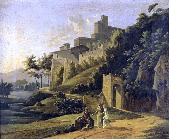  Jean Victor Bertin Landscape with a Fortress and a Beggar - Canvas Art Print