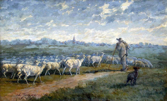  Charles Emile Jacque Landscape with a Herd - Canvas Art Print