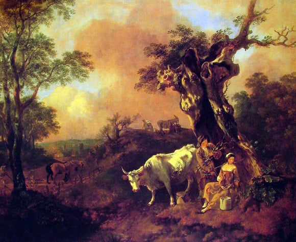  Thomas Gainsborough Landscape with a Woodcutter and Milkmaid - Canvas Art Print
