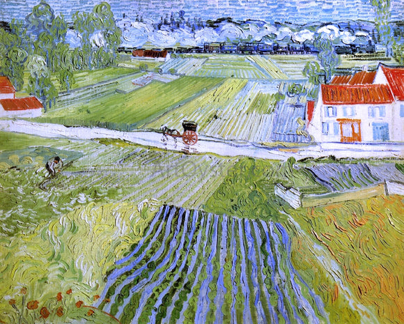  Vincent Van Gogh Landscape with Carriage and Train - Canvas Art Print