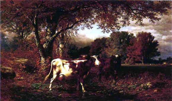  James McDougal Hart Landscape with Cattle - Canvas Art Print