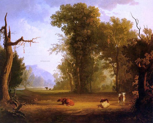  George Caleb Bingham Landscape with Cattle - Canvas Art Print