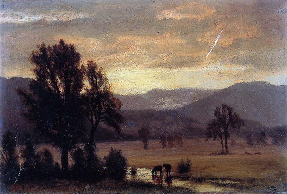  Albert Bierstadt Landscape with Cattle - Canvas Art Print