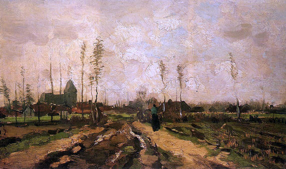  Vincent Van Gogh Landscape with Church and Farms - Canvas Art Print