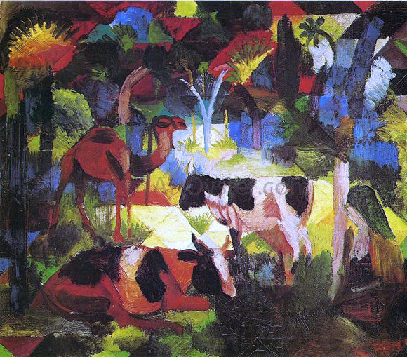  August Macke Landscape with Cows and Camel - Canvas Art Print