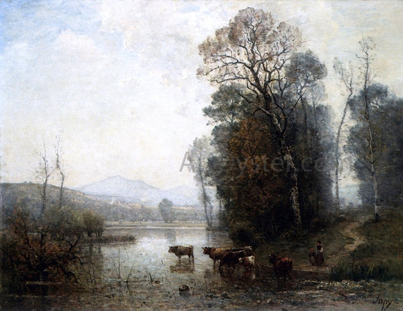  Louis-Aime Japy Landscape with Cows - Canvas Art Print
