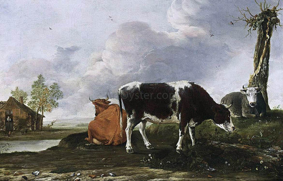  Anthonie Van Borssum A Landscape with Cows - Canvas Art Print