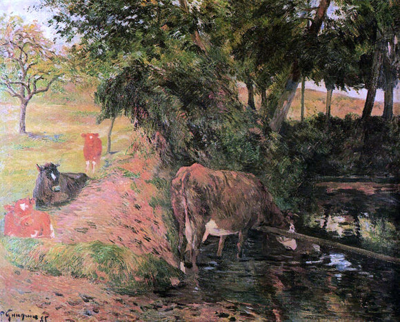  Paul Gauguin Landscape with Cows in an Orchard - Canvas Art Print