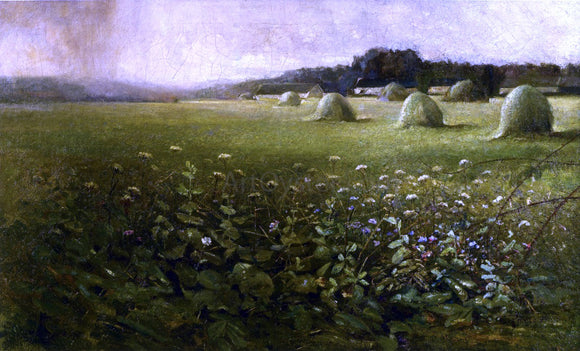  Charles Ethan Porter Landscape with Grain Stacks - Canvas Art Print