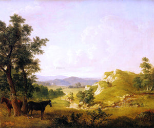  Thomas Hewes Hinckley Landscape with Horses - Canvas Art Print