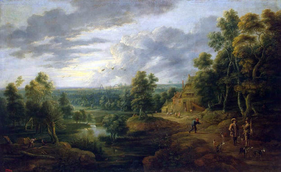  Lucas Van Uden Landscape with Hunters - Canvas Art Print