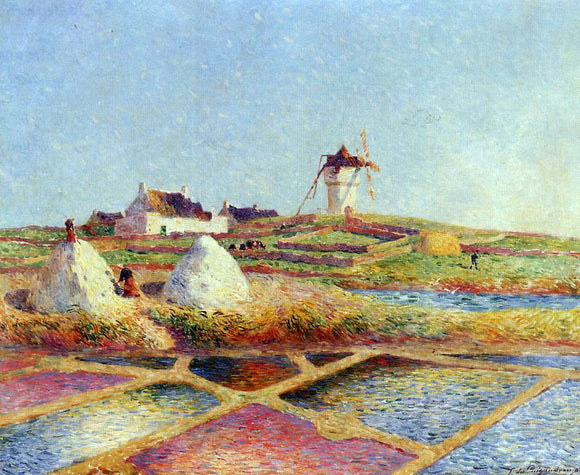  Ferdinand Du Puigaudeau Landscape with Mill near the Salt Ponds - Canvas Art Print