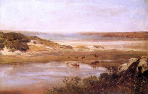  Thomas Worthington Whittredge Landscape with River - Canvas Art Print