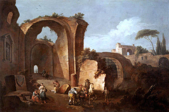  Giuseppe Zais Landscape with Ruins and Archway - Canvas Art Print