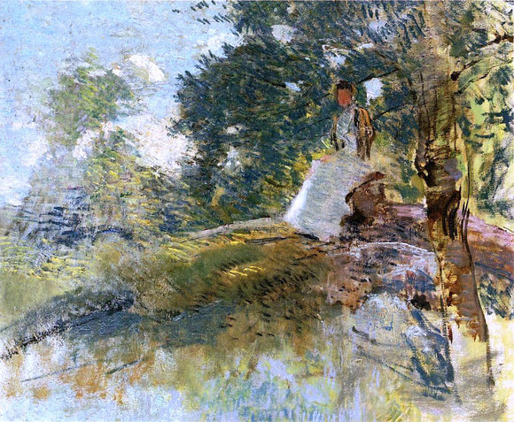  Julian Alden Weir Landscape with Seated Figure - Canvas Art Print