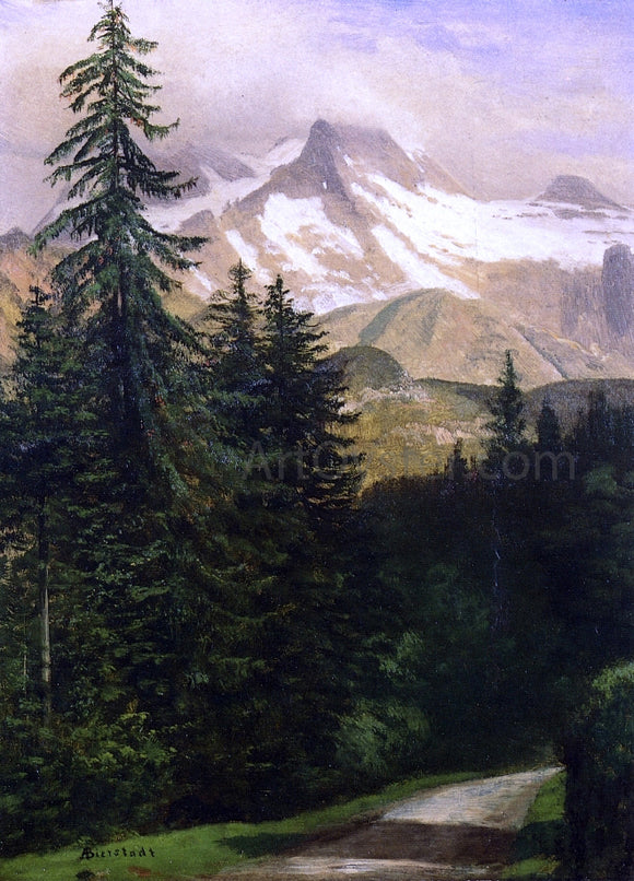 Albert Bierstadt Landscape with Snow-Capped Mountains - Canvas Art Print