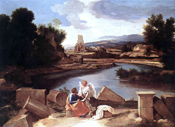  Nicolas Poussin Landscape with St Matthew and the Angel - Canvas Art Print