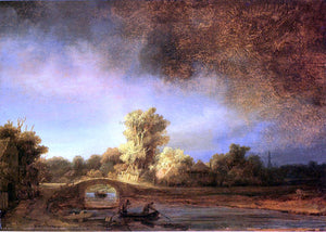  Rembrandt Van Rijn Landscape with Stone Bridge - Canvas Art Print