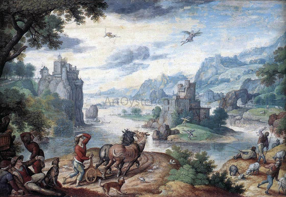  Hans Bol Landscape with the Fall of Icarus - Canvas Art Print
