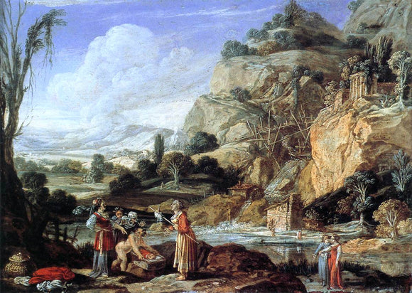  Bartholomeus Breenbergh Landscape with the Finding of Moses - Canvas Art Print