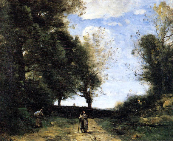  Jean-Baptiste-Camille Corot Landscape with Three Figures - Canvas Art Print