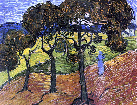  Vincent Van Gogh Landscape with Trees and Figures - Canvas Art Print