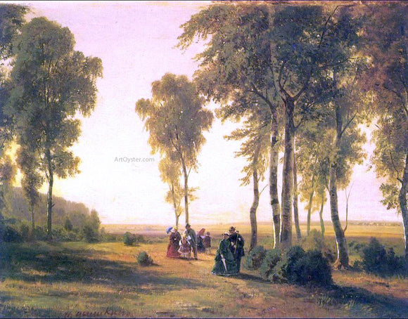  Ivan Ivanovich Shishkin Landscape with Walking - Canvas Art Print
