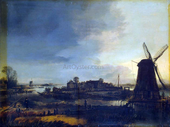  Aert Van der Neer Landscape with Windmill - Canvas Art Print