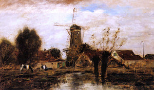  Johan Barthold Jongkind Landscape with Windmill - Canvas Art Print